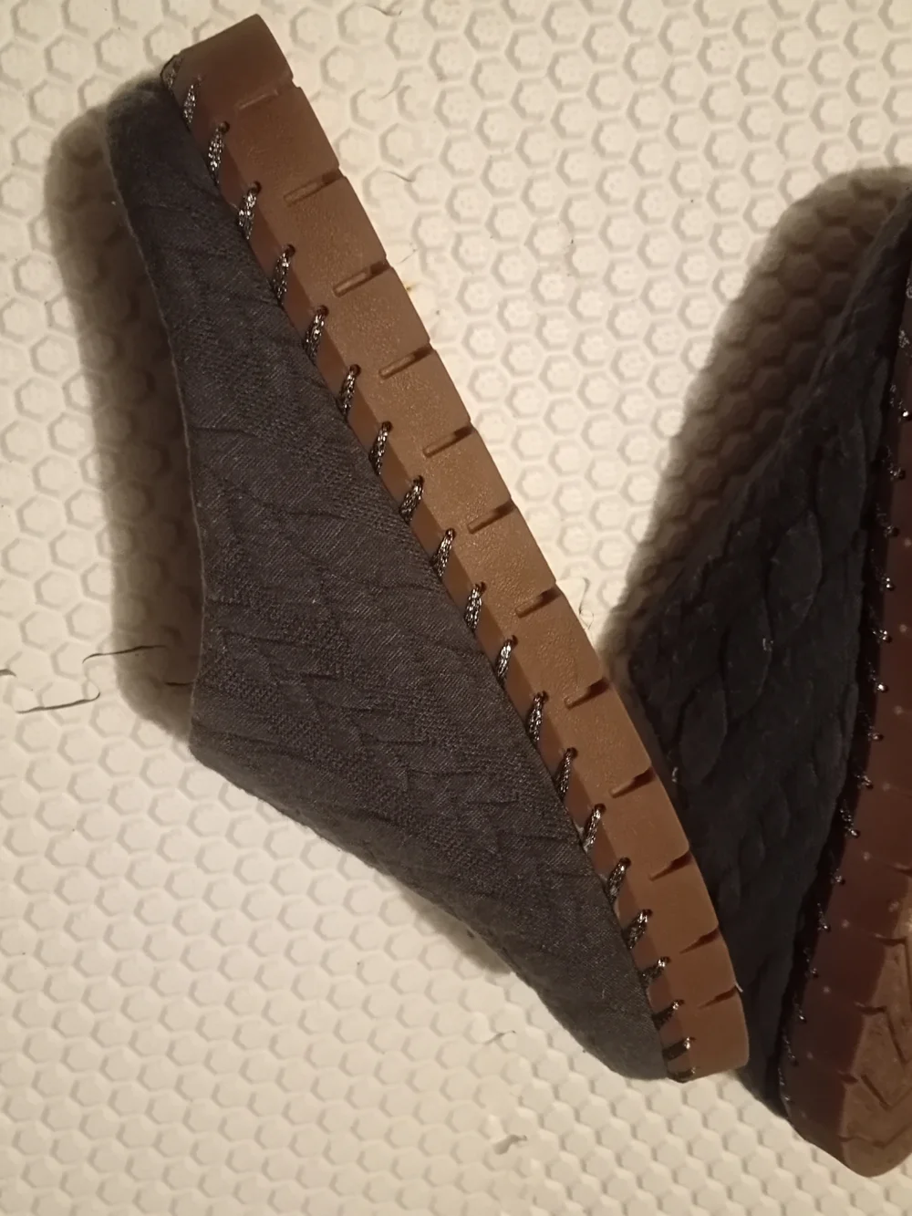 Muk Luks Black Quilted Slip-On Flats with Brown Sole